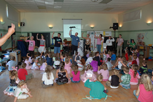 Singing Wonderful Lord at the end of the morning Lift Off holiday club.